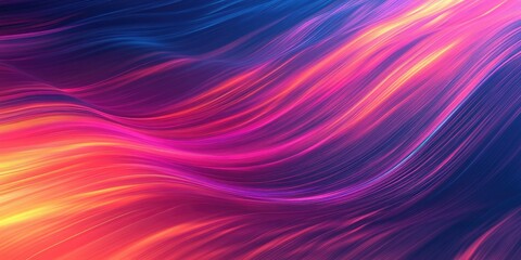 Fototapeta premium Colorful abstract gradient with flowing pink purple orange lines and motion blur creating a dynamic textured wallpaper effect on a dark background