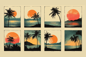 set of beach t shirt vector design