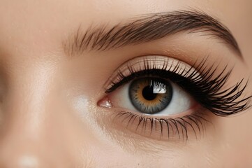 Fototapeta premium Beautiful female eye with extreme long eyelashes.
