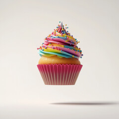 Colorful Cupcake with Dripping Chocolate and Sprinkles.