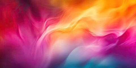 Fototapeta premium Colorful abstract blurred texture with vibrant pink, orange, and blue gradients flowing in smooth wave patterns on a soft background.