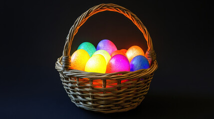 Fototapeta premium Glowing Easter Eggs in Basket