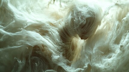 Obraz premium Figure shrouded in white, fibrous material.