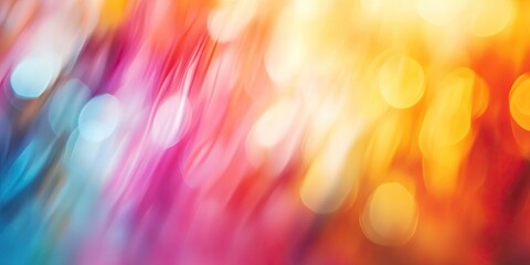 Vibrant abstract background with colorful blurred streaks in red, orange, blue and yellow creating a soft bokeh effect across the image.