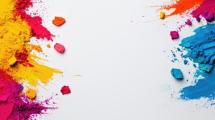 Obraz premium Rainbow holi idea. Vibrant colored powders create a beautiful artistic background for creative projects.