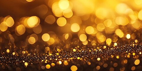 Golden shimmering bokeh background with soft focus and vibrant yellow and gold tones creating an elegant and luxurious atmosphere.