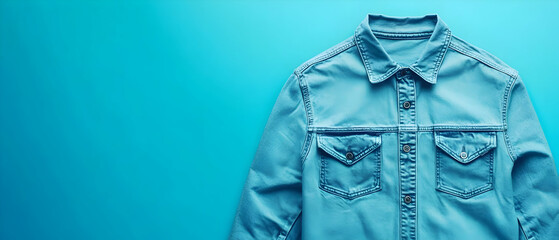 Blue denim shirt on blue background