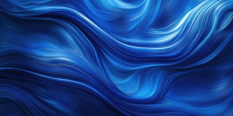 Obraz premium Abstract blue waves with flowing lines and silky textures in varying shades of blue creating a serene and dynamic composition