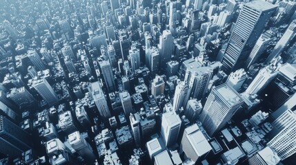Aerial View of a Dense Modern Cityscape at Dawn