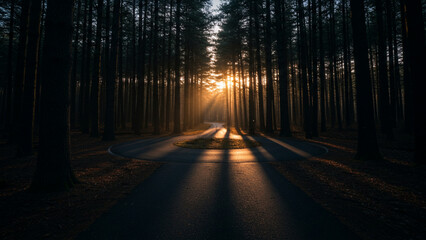 Fototapeta premium Route in the obscured woodland