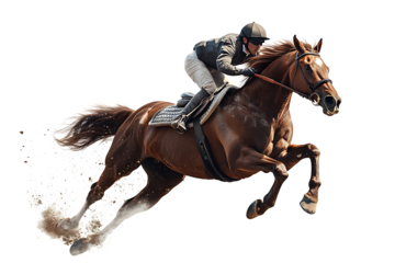Horse racing jockey. Sport. Champion. Racetrack. Equestrian. Derby. Isolated on white background.PNG