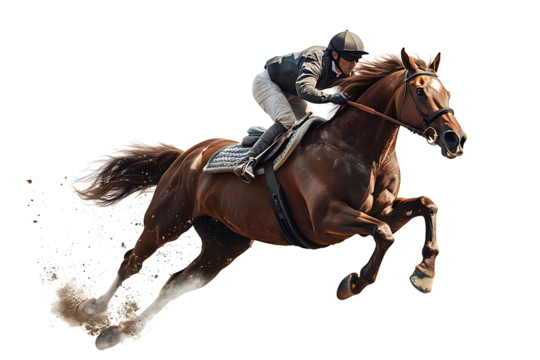Horse racing jockey. Sport. Champion. Racetrack. Equestrian. Derby. Isolated on white background.PNG