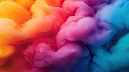 Fototapeta premium Rainbow holi idea. Vibrant colorful smoke swirling in a mesmerizing abstract pattern.