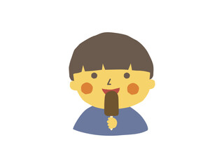 チョコレート味の棒アイスを食べる男の子