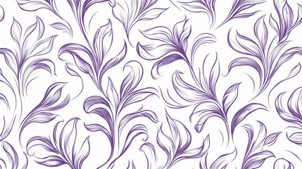 Obraz premium Purple floral pattern design, elegant leaves seamless background, textile print, wallpaper