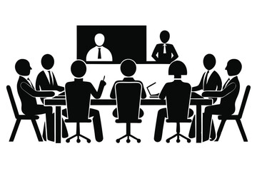 Silhouette of planning strategy meetings goal setting vector black color solide white colour background