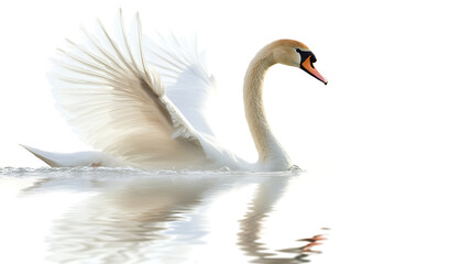 Fototapeta premium white swan on the water isolated on white background