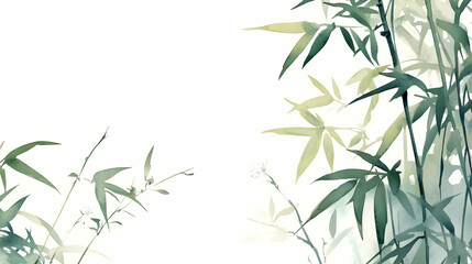 Fototapeta premium Serene bamboo forest painting; tranquil Asian landscape, perfect for meditation or wellness designs