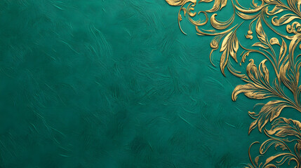 Teal background with gold ornate design, ideal for invitation or website header