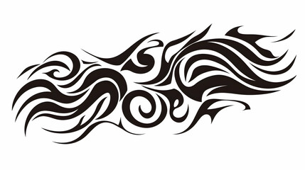Tribal flame tattoo design, isolated on white background, for body art inspiration