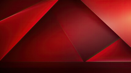 Abstract composition featuring red geometric shapes and gradients.
