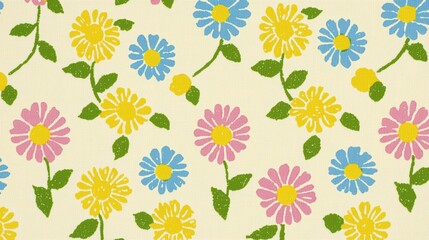 Vibrant floral pattern design textile art home decor colorful creative aesthetic appeal