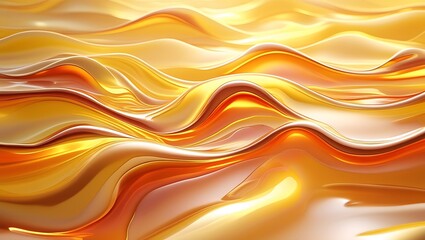 Obraz premium Radiant orange and yellow abstract liquid marble design with smooth flowing textures and glossy highlights, ideal for high-impact modern art and creative digital visuals.