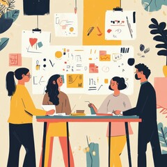 Modern office collaborative brainstorming a digital illustration of team creativity