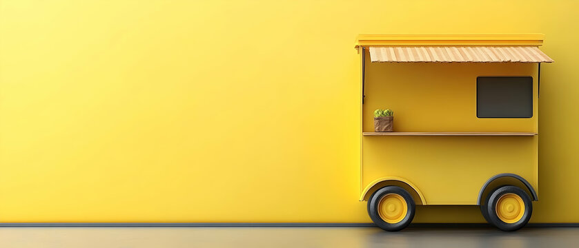 Yellow food cart against yellow wall