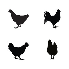 set of chicken silhouettes