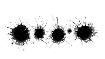 Metal bullet holes, transparent png file