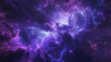 Naklejka premium Captivating Cosmic Scene of Colorful Nebula with Vibrant Shades of Purple and Blue, Depicting the Vastness and Mystery of Outer Space in Stunning Detail
