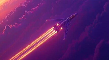 Obraz premium Supersonic Flight Through Purple Clouds