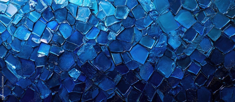 Leinwandbilder dynamic abstract background in shades of blue with an irregular hexagonal pattern of glossy shapes p