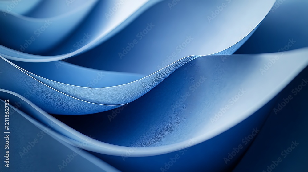 Wall mural a close-up of blue paper showing the smooth curve background