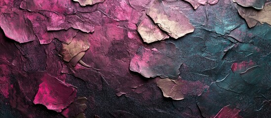 Fototapeta premium Abstract background with dark bluish pink textured glittery layers showcasing a blend of colors and shimmering surfaces creating visual depth