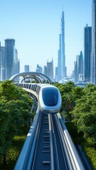 Naklejka premium Futuristic travelers enjoying a hyperloop service, showcasing innovation in modern transportation.