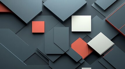 Abstract Geometric Shapes Design In Gray And Orange