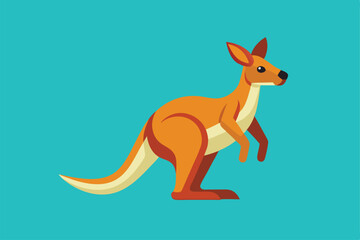Obraz premium A bright and colorful kangaroo icon stands upright, showcasing its distinct features and flat design style, Kangaroo icon in flat style
