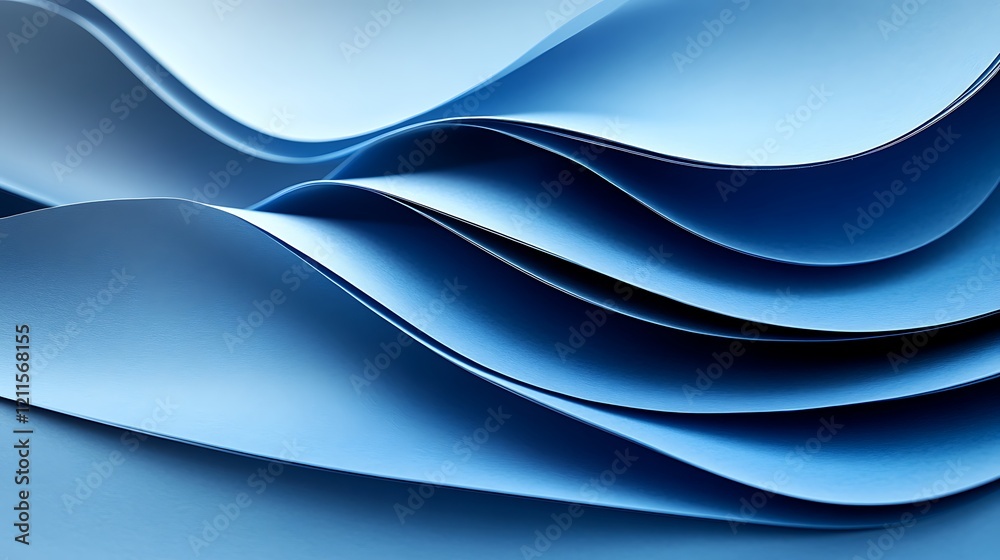 Wall mural a close-up of blue paper showing the smooth curve background