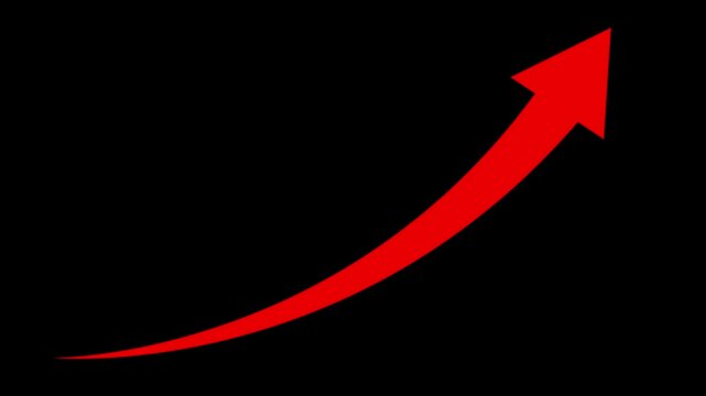 Business growth arrow and graph chart, Business line arrow, improvement, business strategy, arrow rising up. Arrows animation  
 black background red color