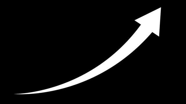 Business growth arrow and graph chart, Business line arrow, improvement, business strategy, arrow rising up. Arrows animation  
 black background white color