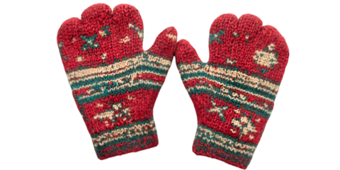 pair of red knitted gloves