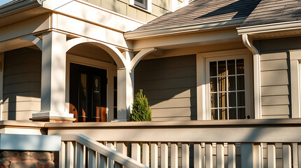 Captivating Home Exterior: Architectural Design, Wooden Details, and Landscaping