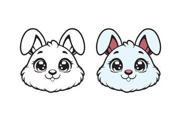 Rabbit face vector icon with white background in illustrator 