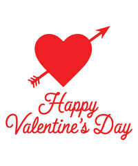Romantic Valentine's Day T-Shirt Design Featuring Heart and Arrow.