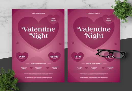 Gradient Pink And Purple Valentine Flyer