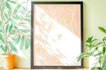 Obraz premium BotanicalInspired Interior with Sunlit Wall Art in Minimalist Frame