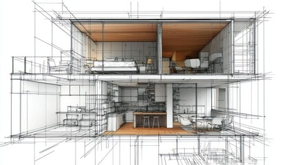 Architectural Design: Modern Two-Story House Sketch