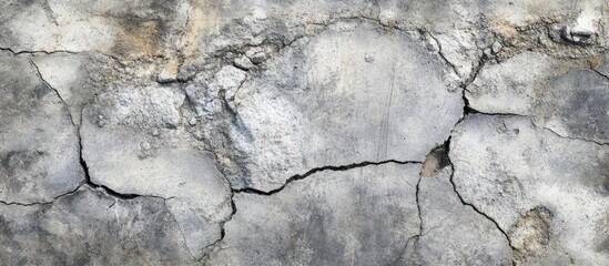 Cracked concrete surface with a mix of gray and light shades featuring deep fissures and an uneven texture emphasizing age and wear.